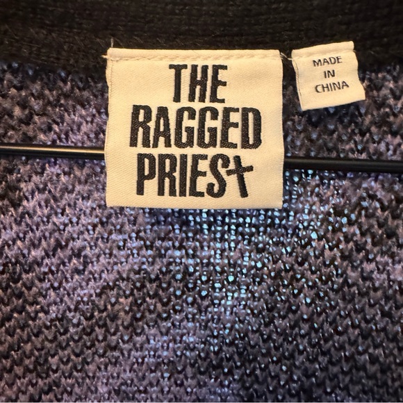 The Ragged Priest purple black houndstooth V neck button cardigan oversized S - Picture 4 of 13